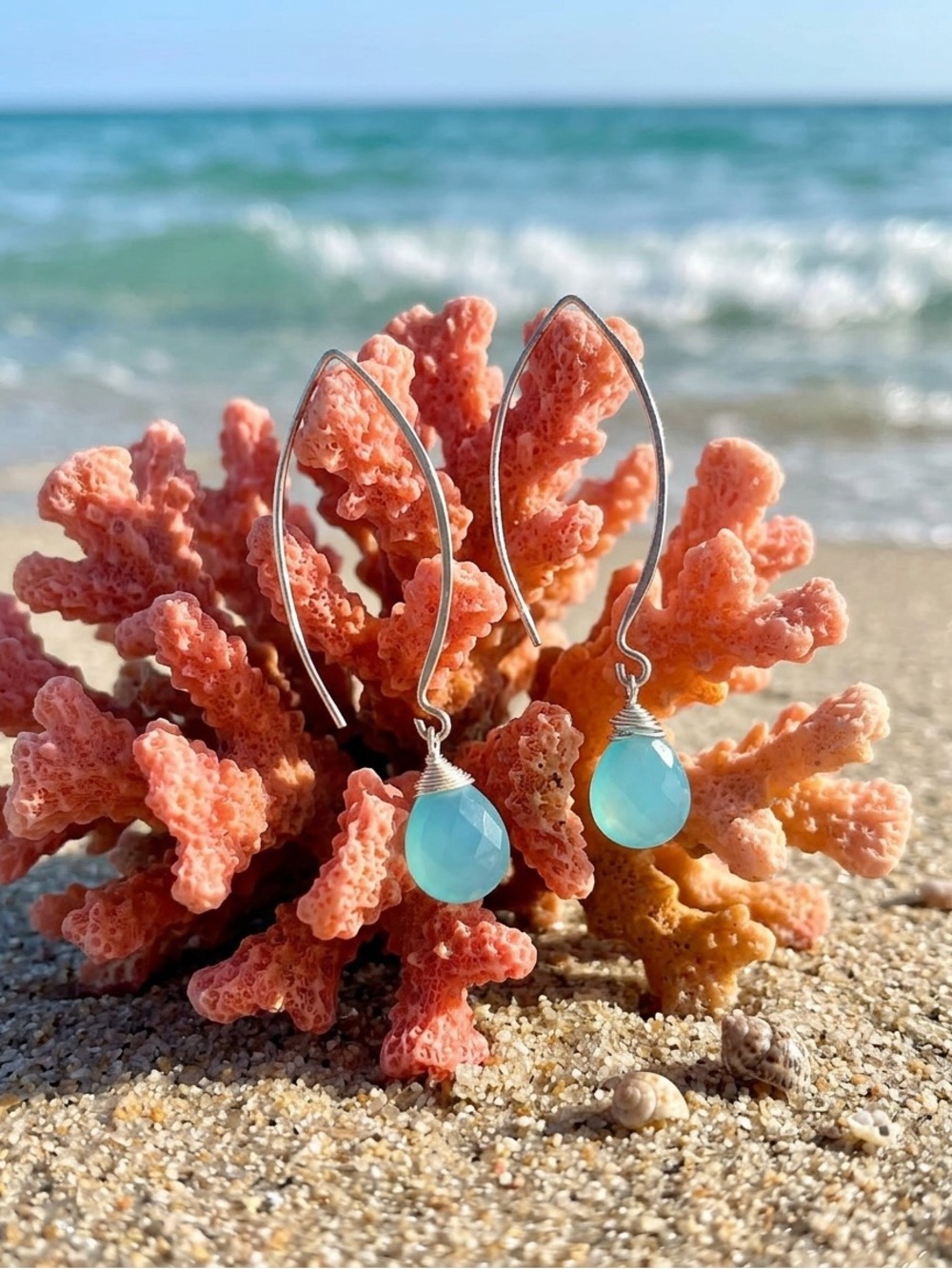 Sterling Silver Wire Wrap Amazonite Earrings
